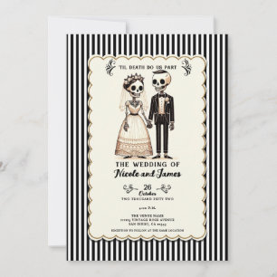 Invitación Novia + Novio Esqueleto de Dibujos Animados Boda C