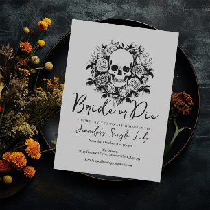 Invitación Novia o Morir Flores Blancas Calavera Fiesta de De