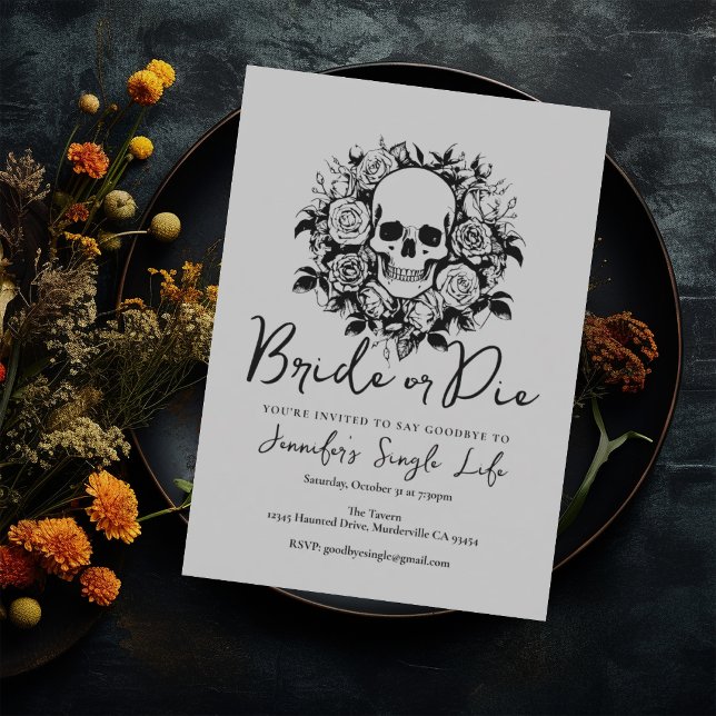Invitación Novia o Morir Flores Blancas Calavera Fiesta de De (Subido por el creador)
