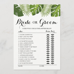 Invitación Novia o Novio vegetación tropical juego editable