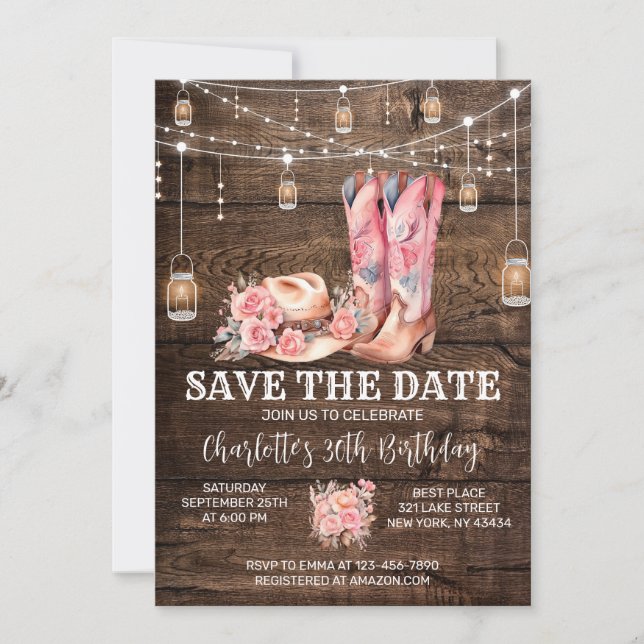 Invitación Novia occidental rusa salva el cumpleaños de la ci (Anverso)