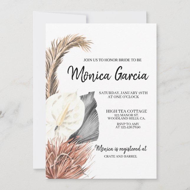 Invitación Novia|PAMPAS GRASS/BOHEMIAN (Anverso)