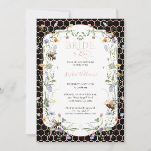 Invitación Novia para Floral Panal de Abeja Negro Despedida d