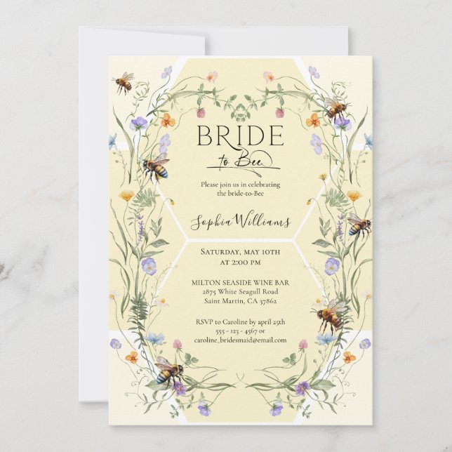 Invitación Novia para ser abeja salvaje Flores de shower nupc (Anverso)