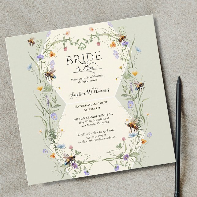 Invitación Novia para ser abeja salvaje Flores silvestres Des (Subido por el creador)