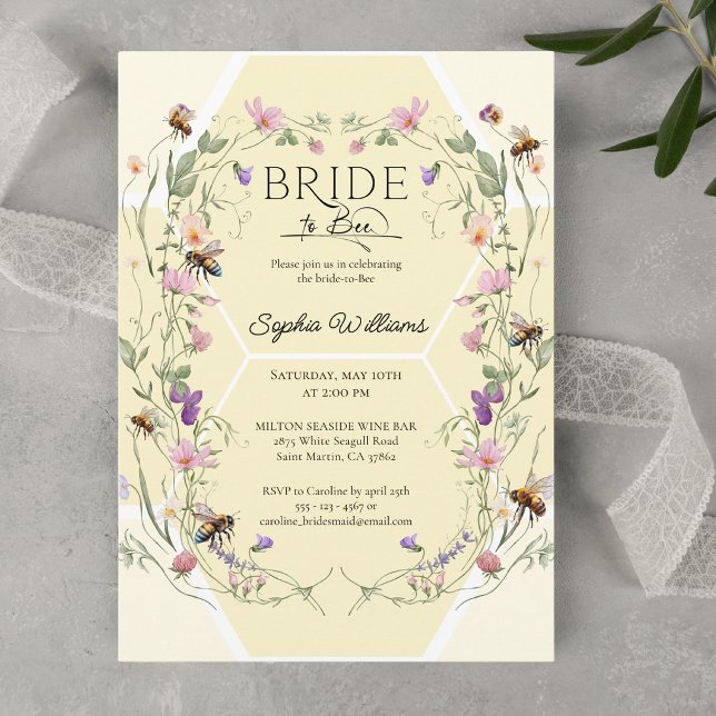 Invitación Novia para ser abeja salvaje Flores silvestres Des (Subido por el creador)