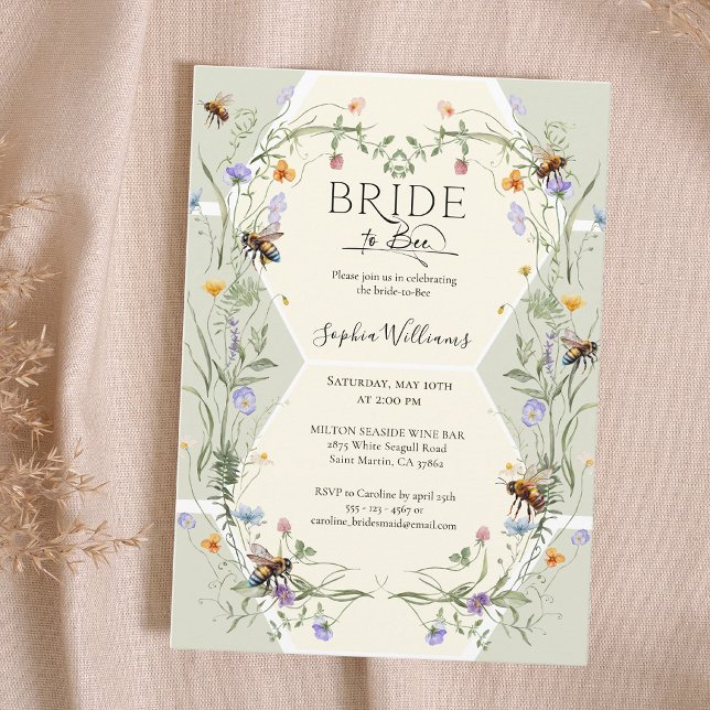 Invitación Novia para ser abeja salvaje Flores silvestres Des (Subido por el creador)