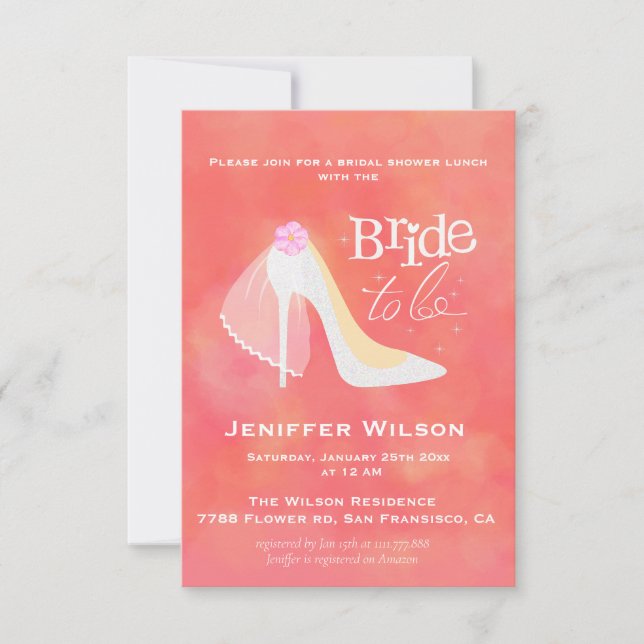 Invitación Novia Para Ser Boda Ducha De Novias De Alto Talón (Anverso)