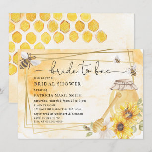 Invitación Novia Para Ser Colmena De Abejas Floral Despedida 