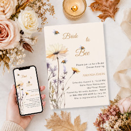 Invitación Novia para ser flor silvestre marfil ducha nupcial