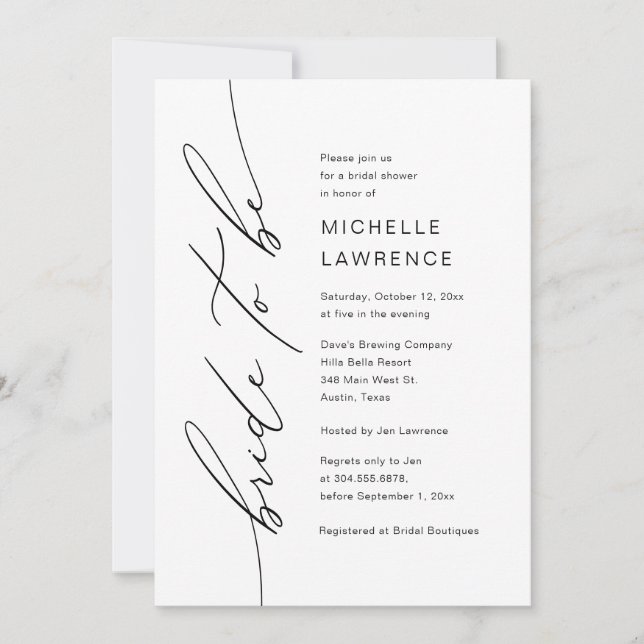 Invitación Novia por ser, Fiesta de la cena de la ducha de no (Anverso)