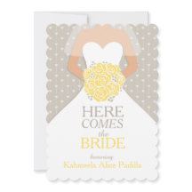 Novia ramo amarillo gráfico ducha de novia invitac