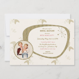 Invitación Novia Retro Años 50 Moderno de Mitad de Siglo Bril