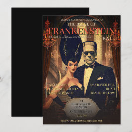 Invitación Novia Retro de Frankenstein Horror Vintage Hallowe