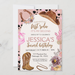 Invitación Novia Rosa Cumpleaños Fiesta de Rodeo chica