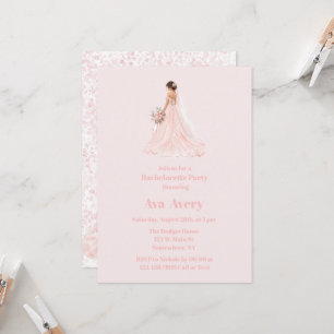 Invitación Novia Rosa Tinta Alcohólica Fiesta de Despedida de