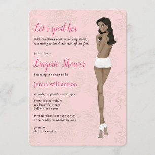 Invitación Novia rosada en su ducha de lencería de bragas