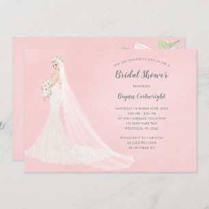 Invitación Novia rubia en traje elegante elegante ducha novia