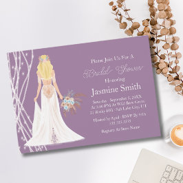 Invitación Novia Rubio Boho con Perlas Despedida de Soltera P