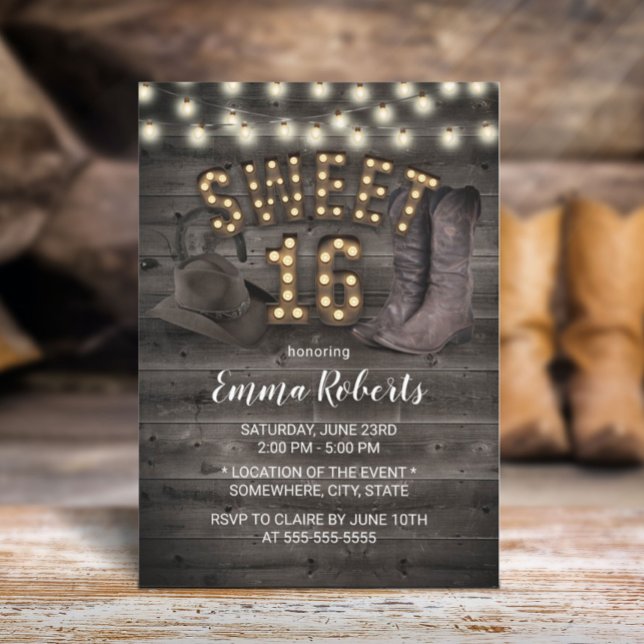 Invitación Novia Rustic Barn Wood Dulce Occidental 16 (Subido por el creador)
