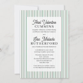 Invitación Novia Rústica con Pinstripe Verde Padres de la Nov