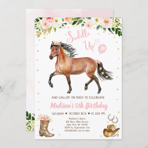 Invitación Novia Saddle Up Horse Pony Cumpleaños