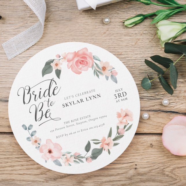 Invitación Novia será acuarela Rosa floral y vegetación sabro (Subido por el creador)