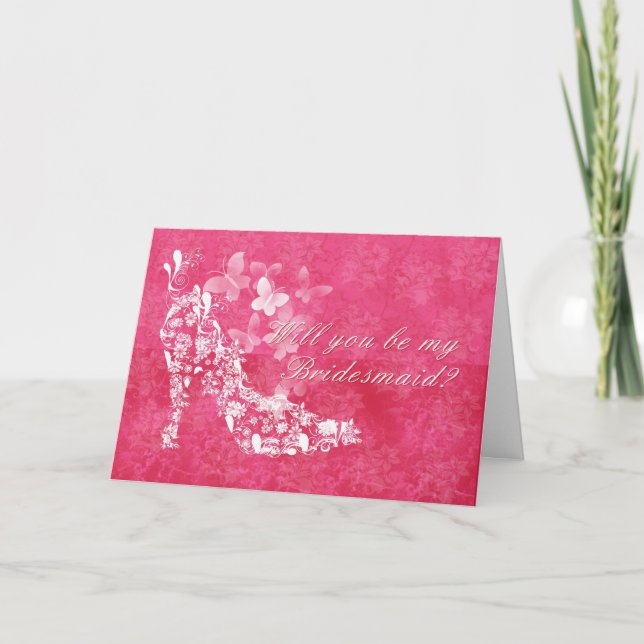 Invitación Novia, serías mi dama de honor rosa y qué. (Anverso)