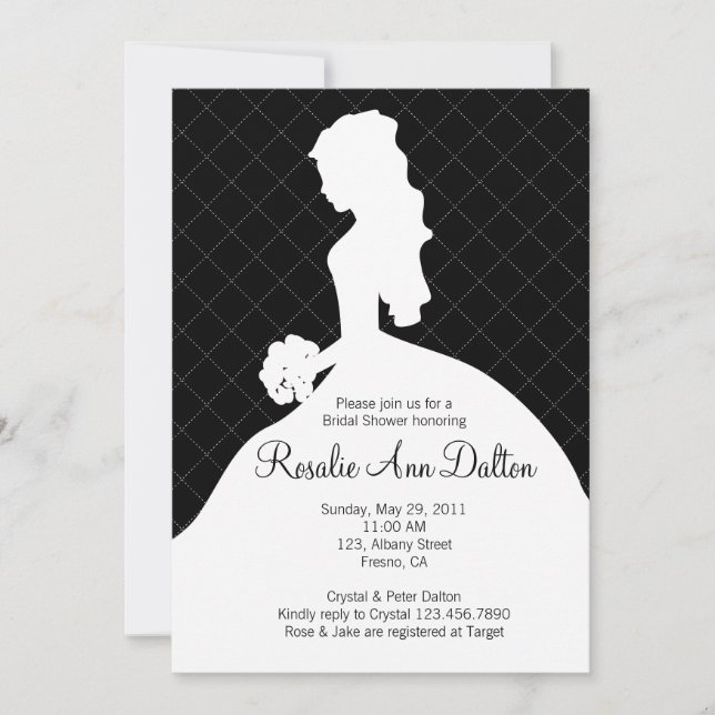Invitación Novia Silhouette - Bridal Shower Inviation (Negro) (Anverso)