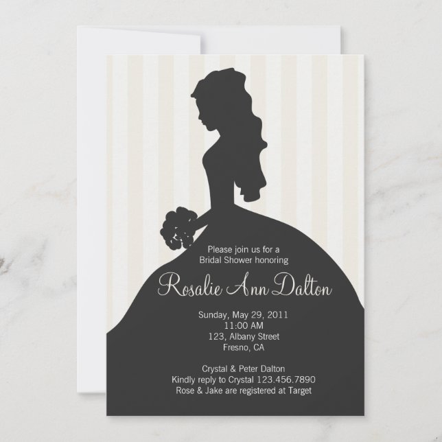 Invitación Novia Silhouette - Bridal Shower Stripes (Marfil) (Anverso)