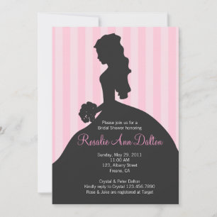 Invitación Novia Silhouette - Bridal Shower Stripes (Pinkl)