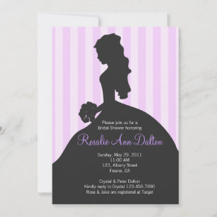 Invitación Novia Silhouette - Bridal Shower Stripes (Púrpura)
