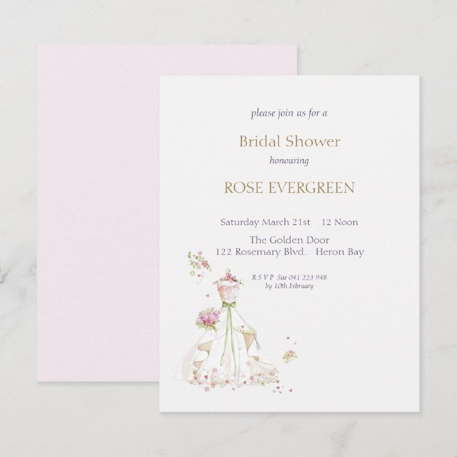 Invitación Novia sonrojada en flor (Anverso / Reverso)