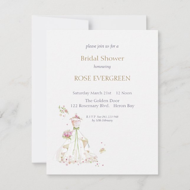 Invitación Novia sonrojada en flor (Anverso)