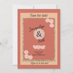 Invitación Novia sonrojada floral malva guardar la fecha