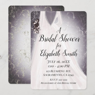 Invitación Novia sonrojada Púrpura Bridal Shower Glam Moderna