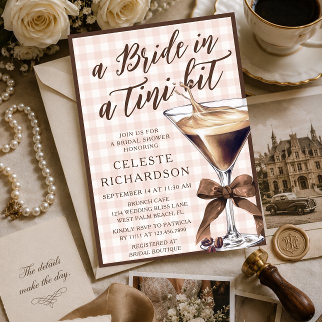 Invitación Novia Tini Bit Bow Espresso Martini Despedida de S (Subido por el creador)