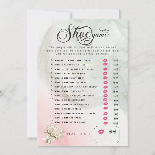 Invitación Novia Veil Wedding Ducha juego de zapatos (Anverso)