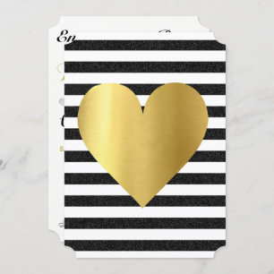 Invitación Novia Verano amante Fiesta de jardín negro y oro