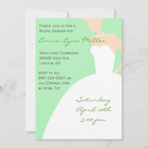 Invitación Novia verde pálida Silhouette Bridal Shower Invita