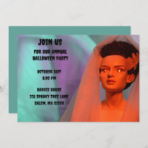 Invitación Novia verde y roja de Frankenstein