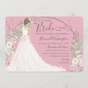 Invitación Novia vestida de blanco Bridal Tea Shower