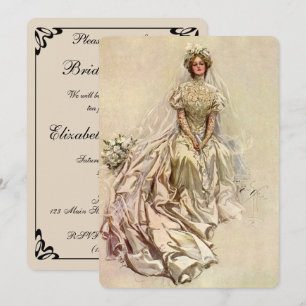 Invitación Novia Victoriana Vintage, Fiesta de Té para Desped