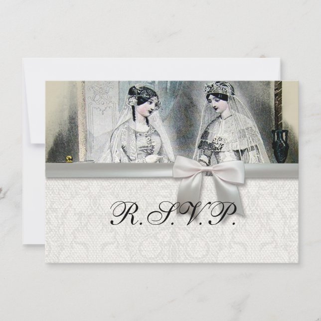 Invitación Novia Vintage Boda Antiguo Blanco (Anverso)