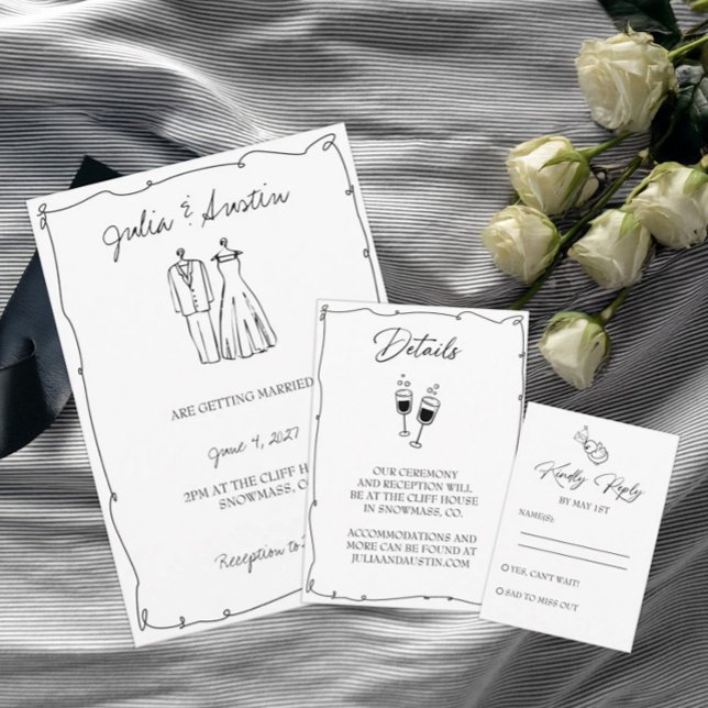 Invitación Novia y Boda de Groom con la mano negra y blanca (Subido por el creador)