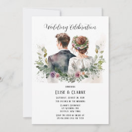 Invitación Novia y Groom con Boda de Florales Botánicos