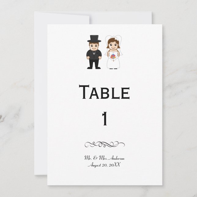 Invitación Novia y Groom - Número de la mesa de recepción (Anverso)