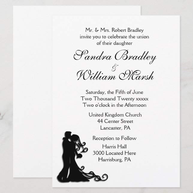 Invitación Novia y Groom White (Anverso / Reverso)