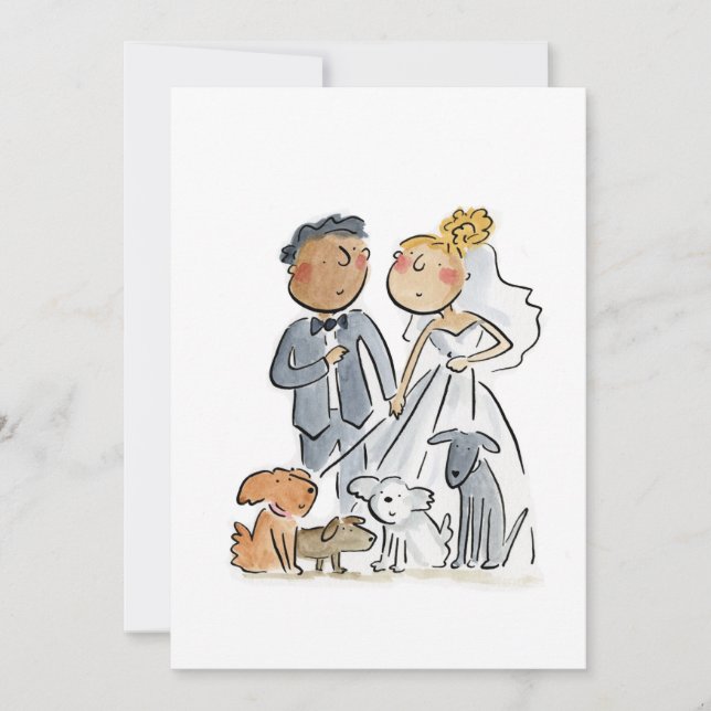 Invitación Novia y Groom y Perros (Anverso)