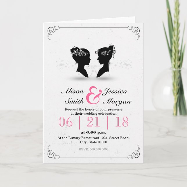 Invitación Novia y novia - boda lesbiana (Anverso)